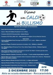 "Diamo un calcio al bullismo", convegno a Montaquila: venerdì 2 dicembre