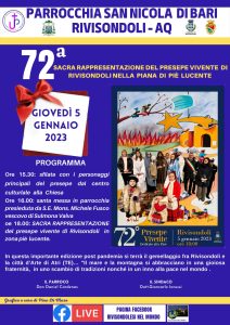 Rivisondoli, 72esima edizione del presepe vivente: giovedì 5 gennaio 