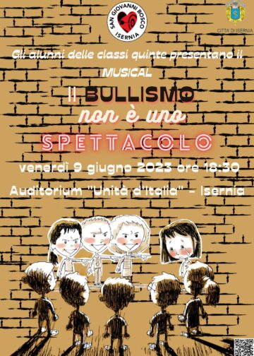 Comunicato stampa

“Il bullismo non è uno spettacolo” è il titolo del Musical che andrà in scena sul palco dell’Auditorium di Isernia venerdì 9 alle 18.30 a conclusione di un percorso educativo che gli alunni delle classi quinte della scuola primaria Ist.Comp.
S.Giovanni Bosco hanno svolto durante l’anno insieme alle loro insegnanti e che, con l’aiuto di un team di esperti di teatro, canto e danza, vogliono portare sotto i riflettori. Dal lavoro svolto in classe, attraverso la lettura di testi quali “Per questo mi chiamo Giovanni” sulla vita del magistrato Falcone, l’ascolto di brani musicali, il confronto, la riflessione su tematiche forti come la lealtà, la giustizia, la responsabilità, la
gentilezza, l’amicizia sincera, è nato un copione teatrale che mette in scena la realtà dei nostri giorni in cui i ragazzi sono i protagonisti, a volte inconsapevoli, di un vortice di ingiustizie ed indifferenza ma che con la forza del cuore e l’impegno riscoprono la bellezza del rispetto reciproco. Suggestive coreografie e significativi brani cantanti danno alla storia un sferzata di emozione che rafforza l’educazione ai “sentimenti”, cioè al saper “sentire” l’altro e dunque ad agire con determinazione contro ogni forma di prevaricazione che mira ad offendere ed umiliare, senza restare a guardare perché il bullismo… non è uno spettacolo.
