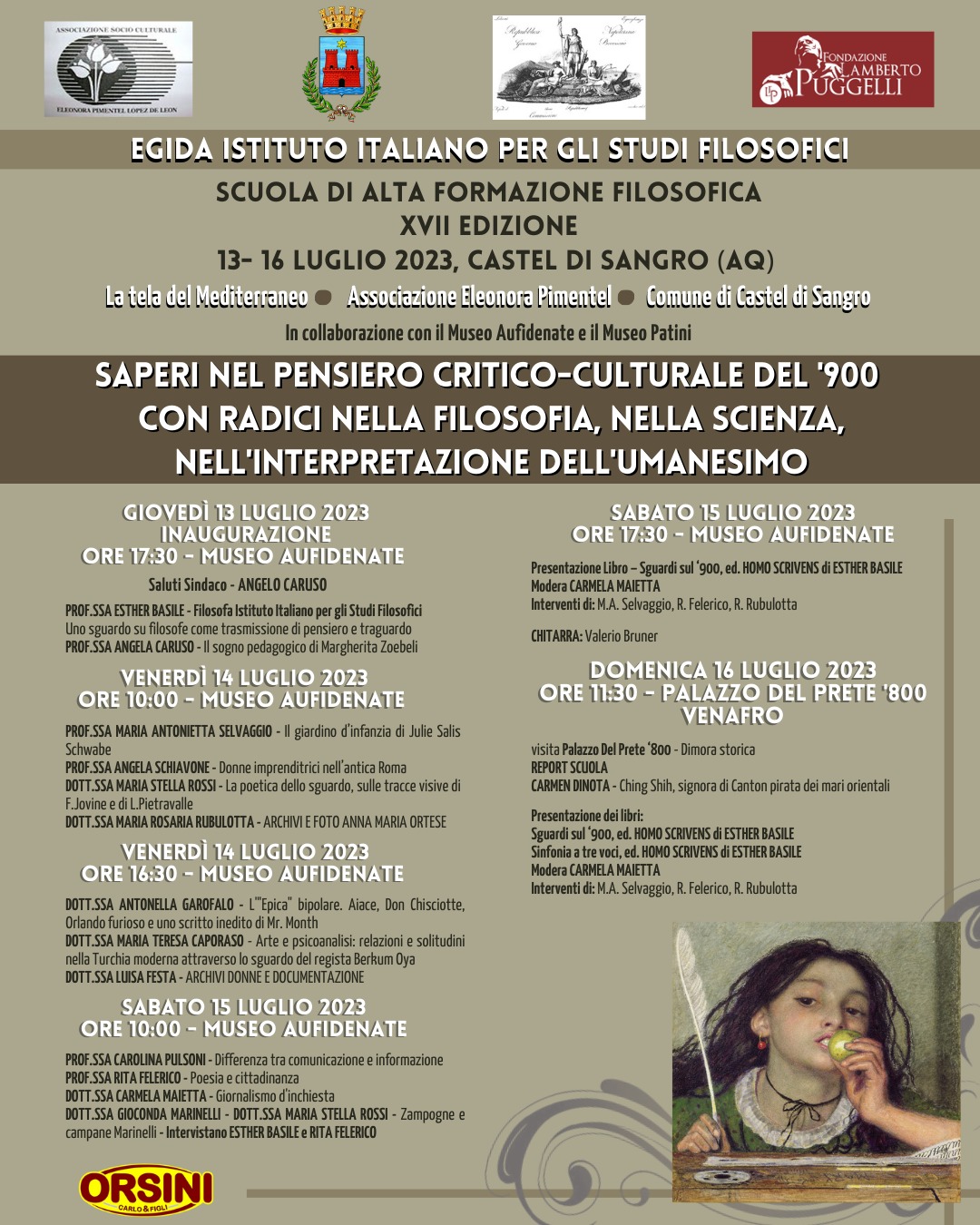 A Castel di Sangro la XVII Edizione della Scuola Estiva di Alta Filosofica