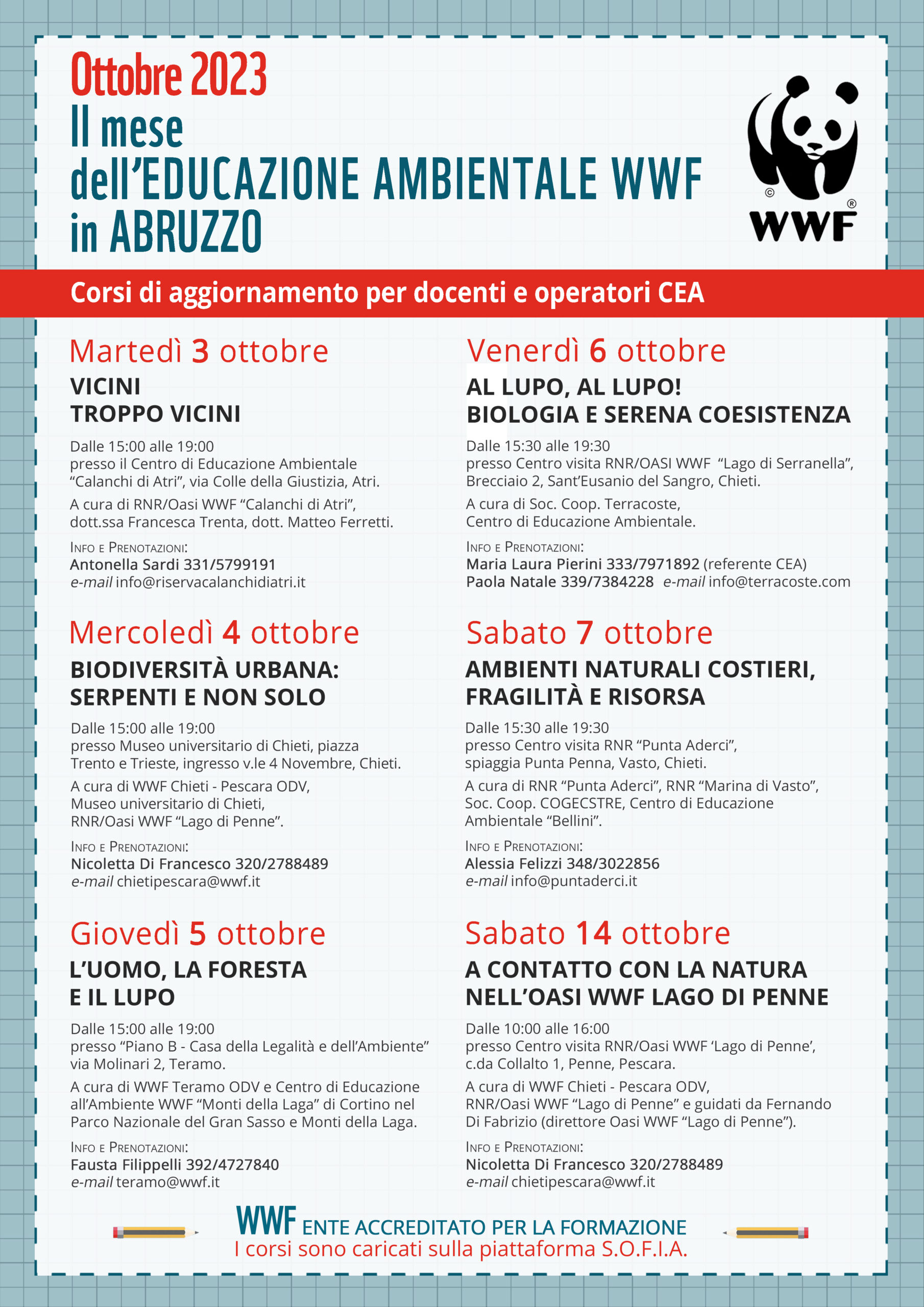 Wwf Abruzzo, corso di aggiornamento per docenti e operatori di Centri di Educazione Ambientale 