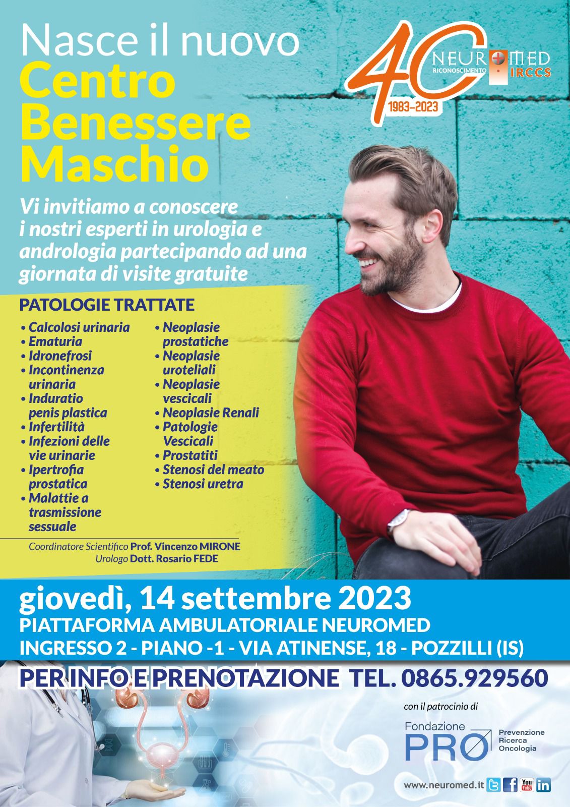 Neuromed Prevenzione al maschile, giornata di prevenzione con gli specialisti in urologia e andrologia