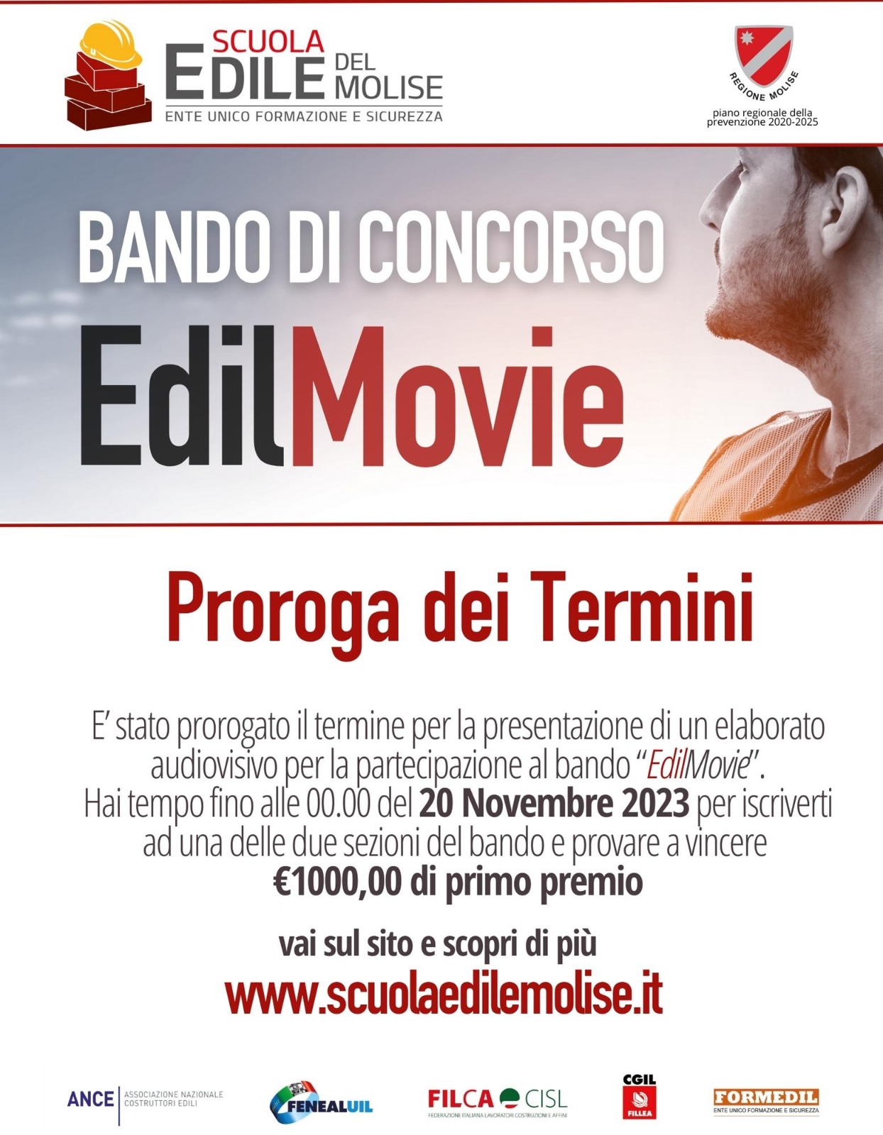 Edilmovie, proroga dei termini al bando di concorso: 20 novembre 2023