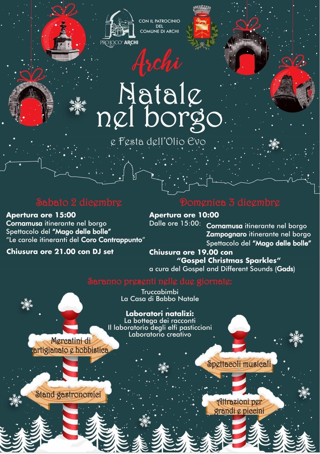 Eventi natalizi, ad Archi nel prossimo fine settimana “Natale nel borgo e festa dell’Olio Evo”