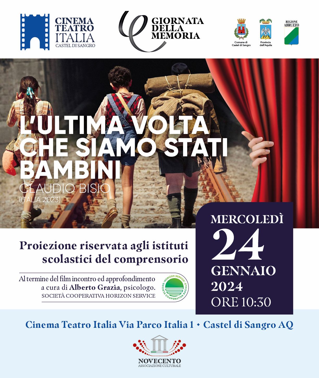 Giornata della Memoria, Al Cineteatro Italia di Castel di Sangro la proiezione del film di Claudio Bisio 