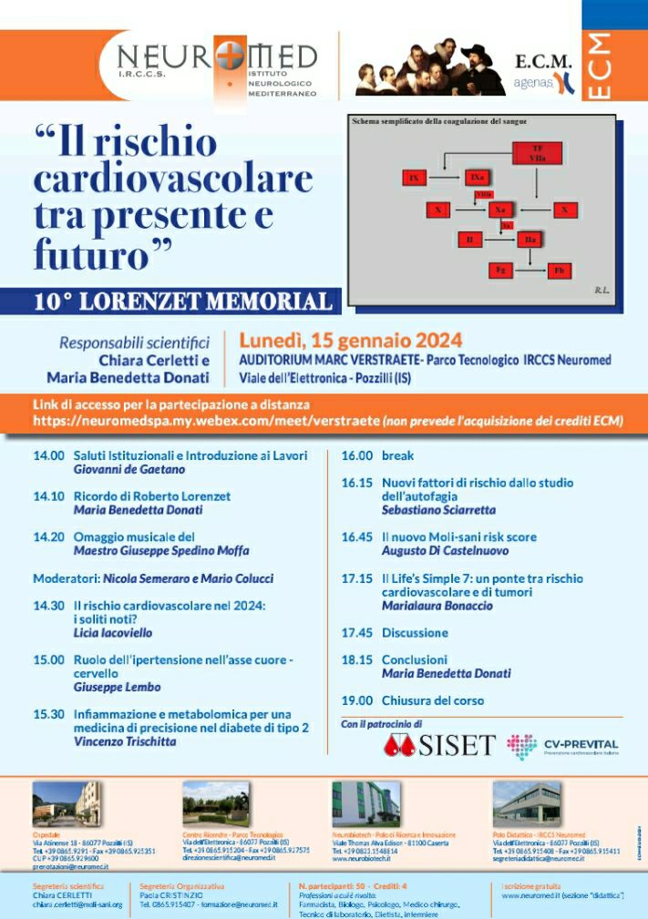 Neuromed, corso ECM per disegnare il nuovo volto del rischio cardiovascolare