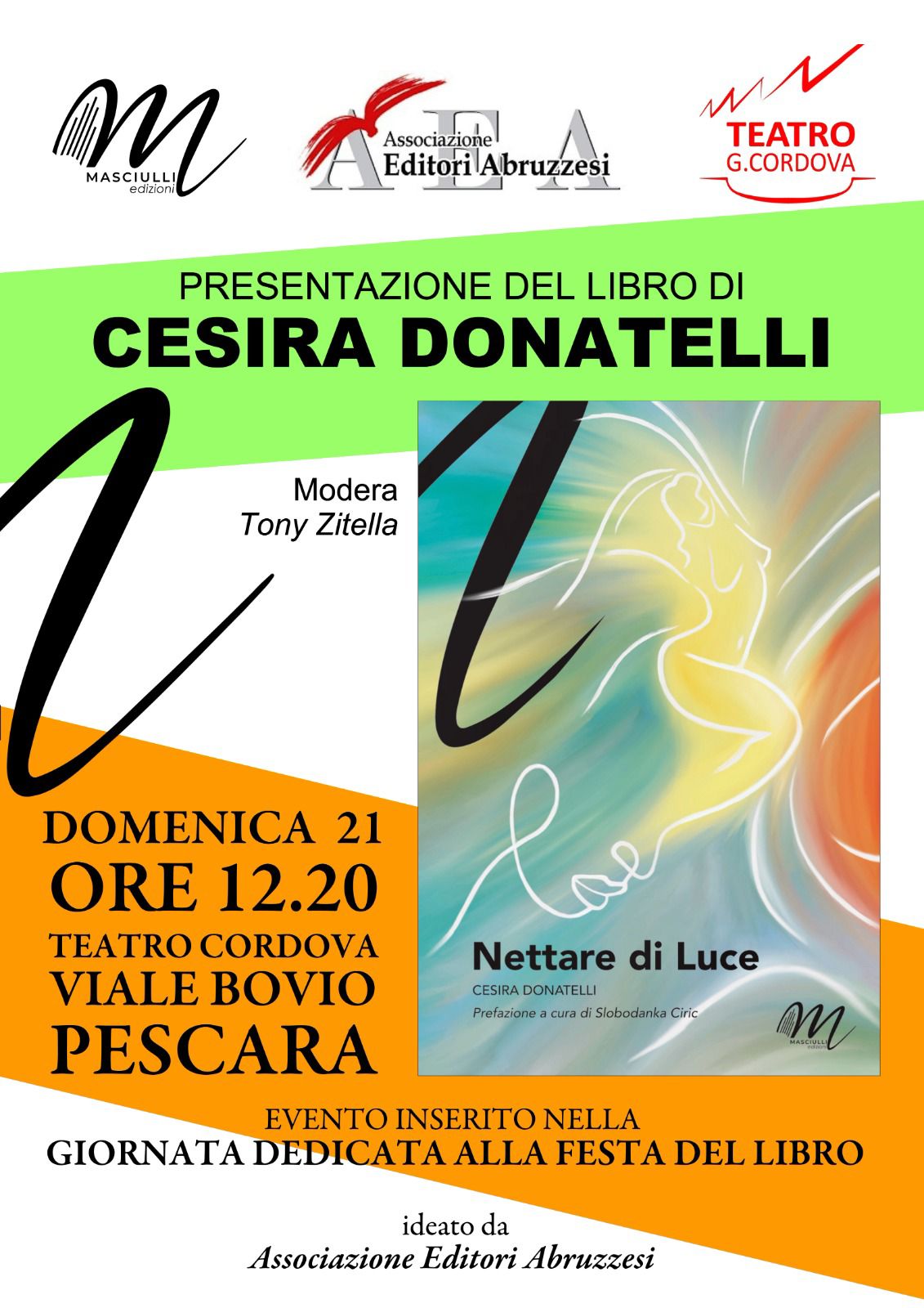 Pescara, la poetessa Cesira Donatelli in scena sul palco del Cordova se