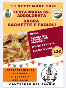 A Cantalupo nel Sannio sapori e musica: domani la sagra delle “sagnette e fagioli”