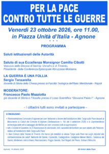 Agnone, venerdì un incontro contro tutte le guerre